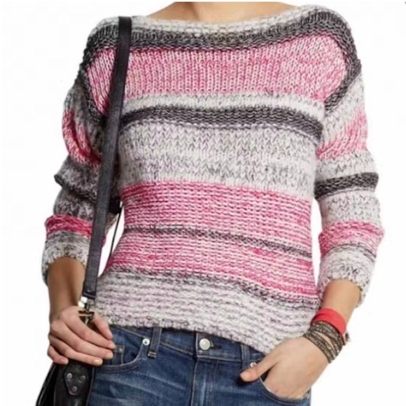 Etoile Isabel Marant Pit Striped Bateau Sweater in Fuchsia - Picture 1 of 7